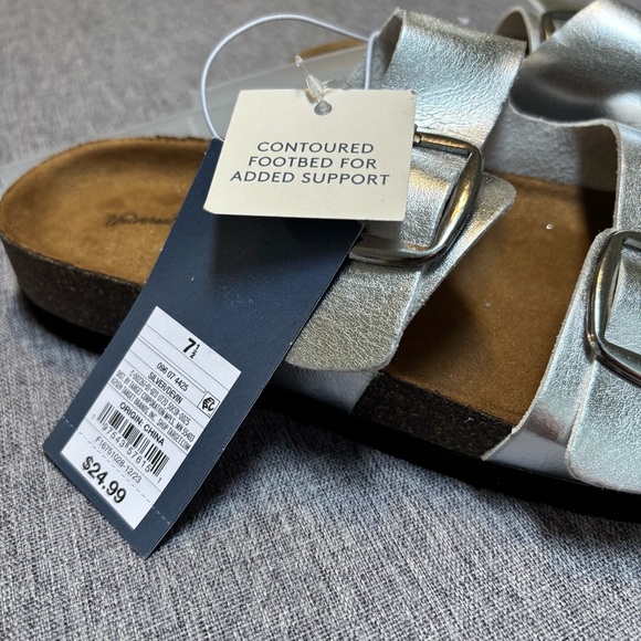 Women's Devin Two Band Footbed Sandals - Universal Thread, Silver - Picture 3 of 6